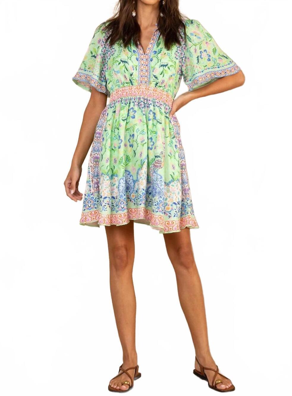 NEW HALE BOB charity washed linen dress in green